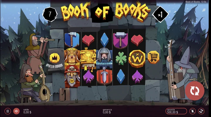 Pantalla de juego base de Books of Books slot